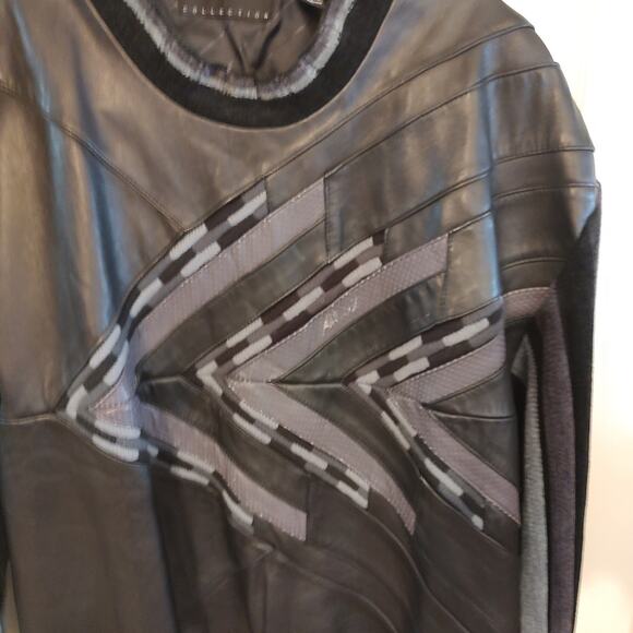 Saxony MENS Black Leather Sweatshirt Collection Size L - Picture 4 of 13